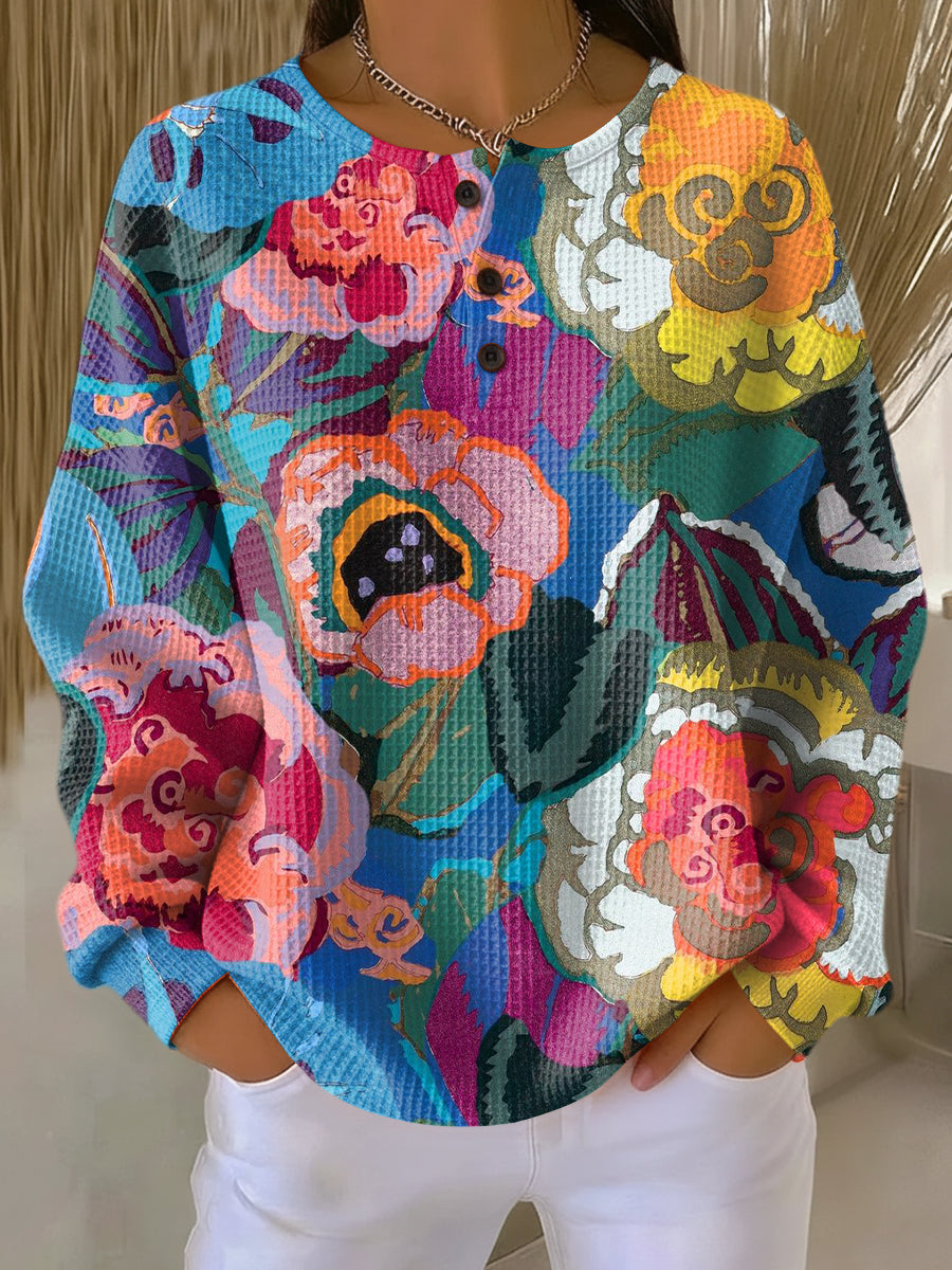 Aida | Sweater with Large Colorful Flowers