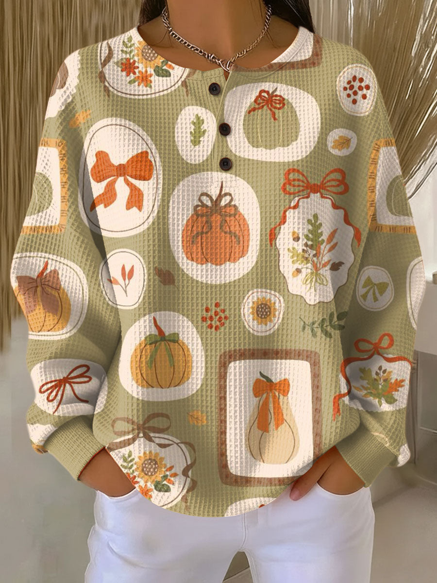 Frenzie | Autumn Sweater with Bows and Pumpkins