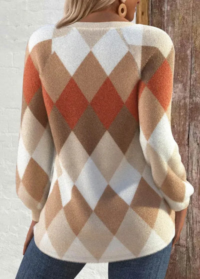 Shela | Checkered Knit with Button Detail Sweater