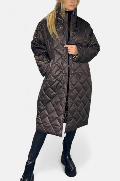Ofira – Quilted Coat with Leopard Lining