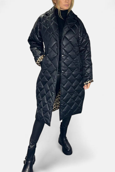 Ofira – Quilted Coat with Leopard Lining