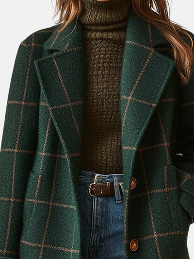 Women's Retro Lapel Plaid Tweed Coat